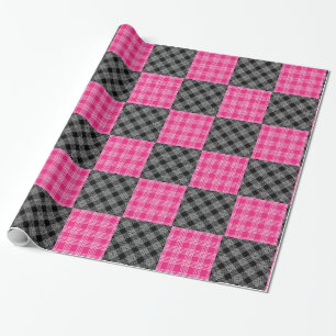 Papier Cadeau Enveloppe cadeau Pink and Black Plaid