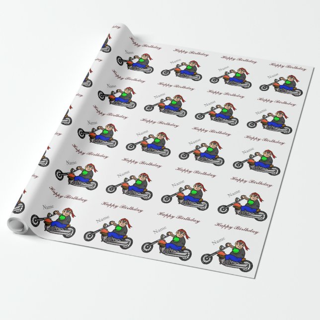 Papier Cadeau Enveloppe cadeau pour moto pour homme (Déroulé)