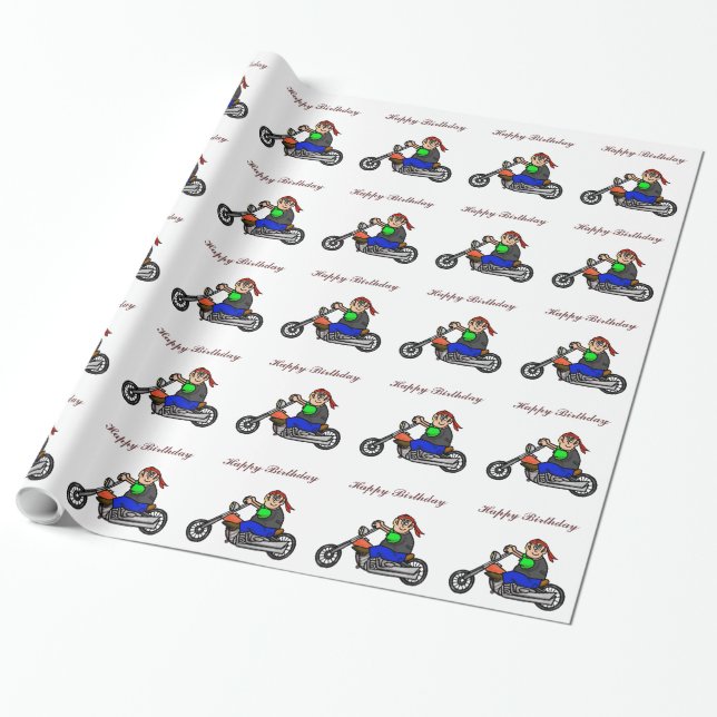 Papier Cadeau Enveloppe cadeau pour moto pour homme (Déroulé)