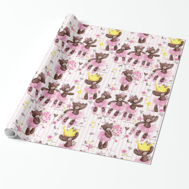 Papier Cadeau Enveloppe cadeau pour ours Ballerina (Déroulé)