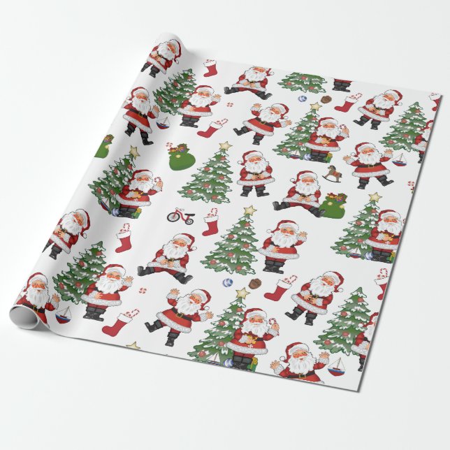 Papier Cadeau Enveloppe cadeau Retro Père Noël (Déroulé)