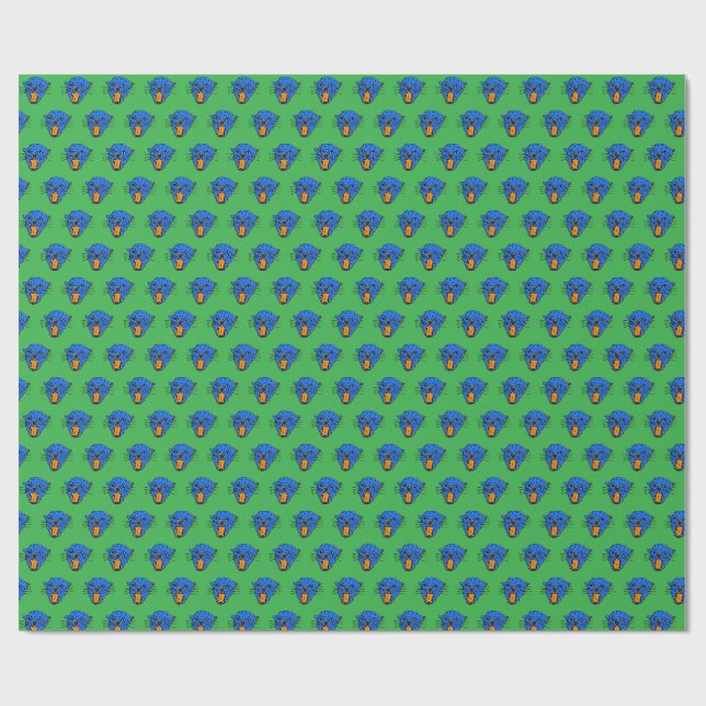 Papier Cadeau Enveloppe cadeau Wild Roar - Motif Panther Bleu (Plat)