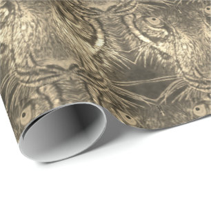 Papier Cadeau Enveloppe cadeau - Yeux de tigre en Sepia