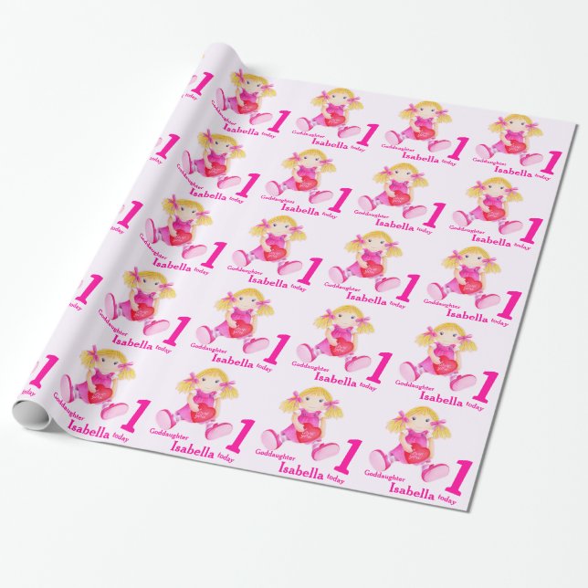 Papier Cadeau Enveloppe d'anniversaire de chiffon de filleule (Déroulé)
