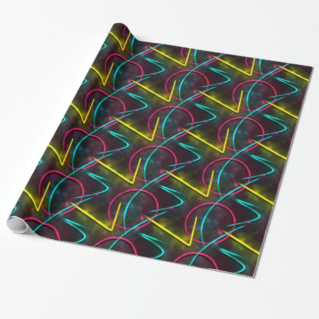 Papier Cadeau Enveloppe de cadeau 80s au néon (Déroulé)
