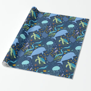 Papier Cadeau Enveloppe de cadeau aquatique de motif de plage de
