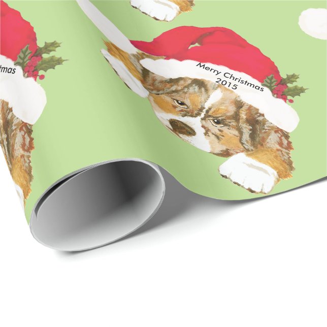 Papier Cadeau Enveloppe de cadeau australienne rouge de chiot de (Coin rond)