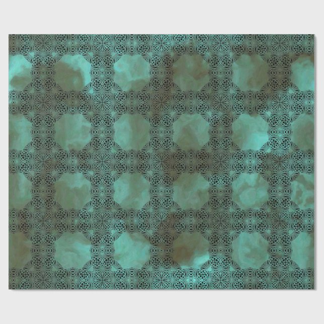 Papier Cadeau Enveloppe de cadeau celtique de noeud de turquoise (Plat)