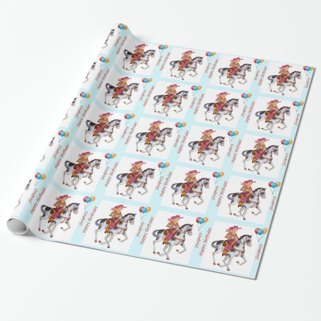 Papier Cadeau Enveloppe de cadeau d'anniversaire de cowboy (Déroulé)
