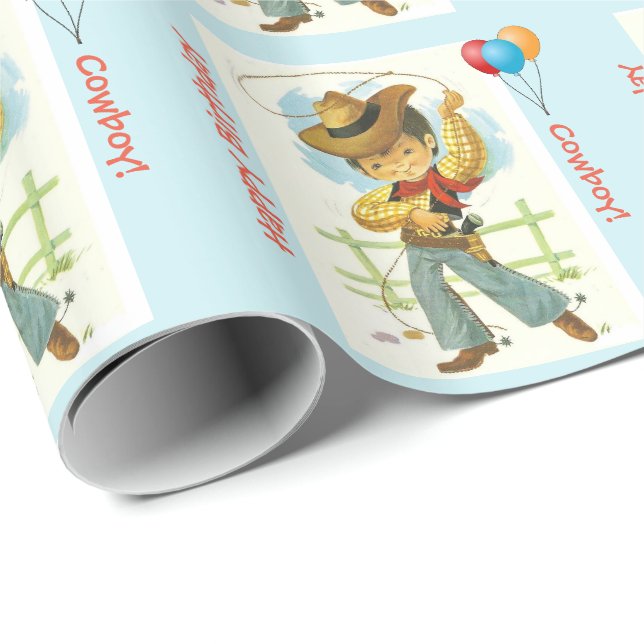 Papier Cadeau Enveloppe de cadeau d'anniversaire de cowboy (Coin rond)