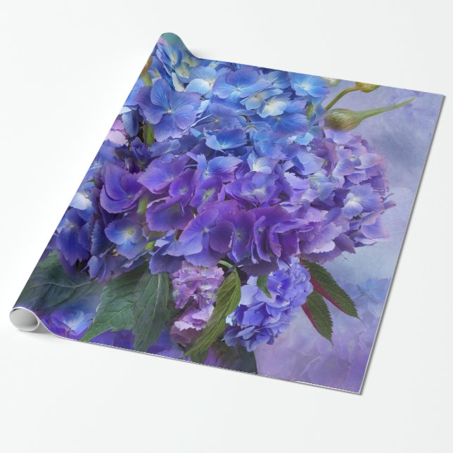 Papier Cadeau Enveloppe de cadeau d'art de bouquet d'hortensia (Déroulé)