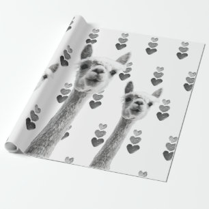 Papier Cadeau Enveloppe de cadeau de coeurs de lama