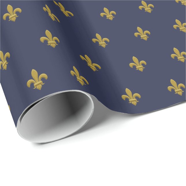 Papier Cadeau Enveloppe de cadeau de Gold Fleur de Lis Masculine (Coin rond)