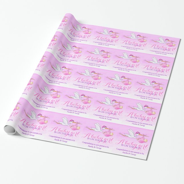 Papier Cadeau Enveloppe de cadeau de motif d'art de cigogne de (Déroulé)