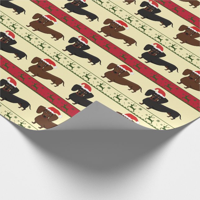 Papier Cadeau Enveloppe de cadeau de Noël de teckel (Coin)