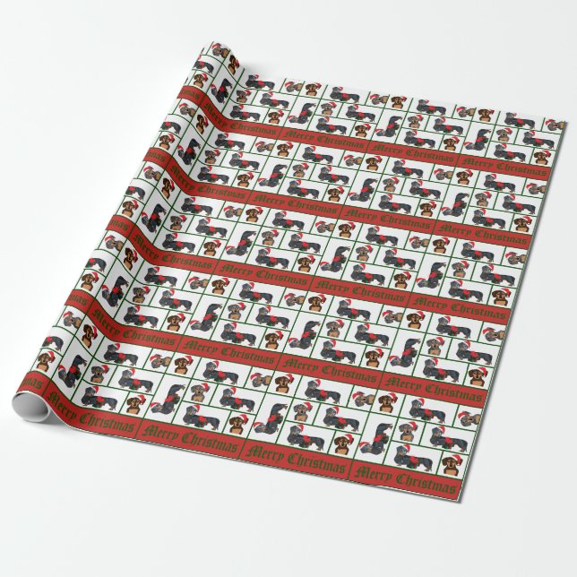 Papier Cadeau Enveloppe de cadeau de Noël de teckel (Déroulé)