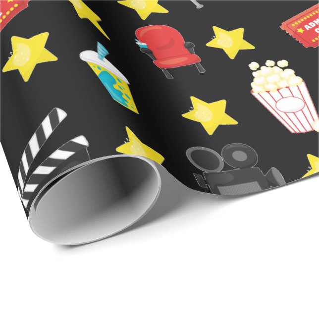 Papier Cadeau Enveloppe de cadeau de thème de soirée cinéma (Coin rond)