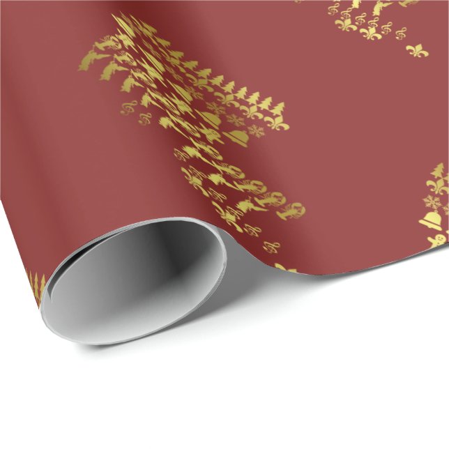 Papier Cadeau Enveloppe de cadeau d'impression d'or de Noël de (Coin rond)