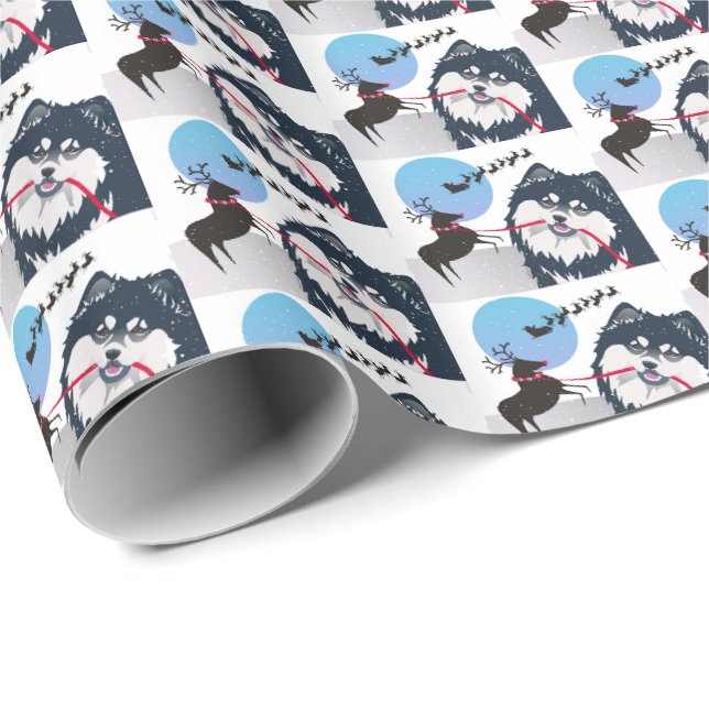 Papier Cadeau Enveloppe de cadeau finlandaise de KIITOS SANTA (Coin rond)