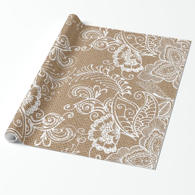 Papier Cadeau Enveloppe de cadeau florale du papier d'emballage (Déroulé)