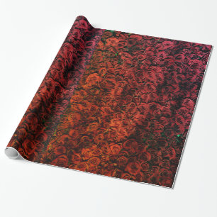 Papier Cadeau Enveloppe de cadeau florale vintage de rose rouge