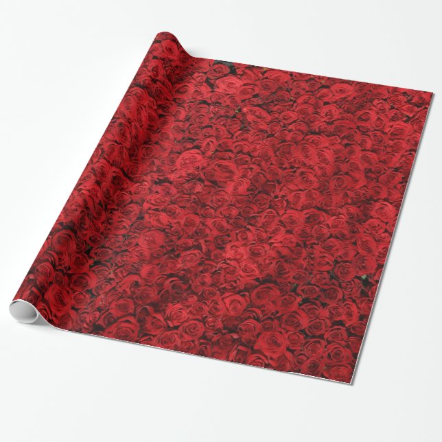 Papier Cadeau Enveloppe de cadeau florale vintage de rose rouge (Déroulé)