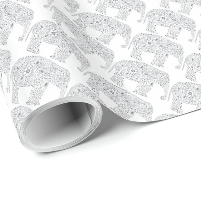 Papier Cadeau Enveloppe de cadeau grise d'éléphant d'amour de (Coin rond)