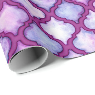 Papier Cadeau Enveloppe de cadeau pourpre de Quatrefoil de