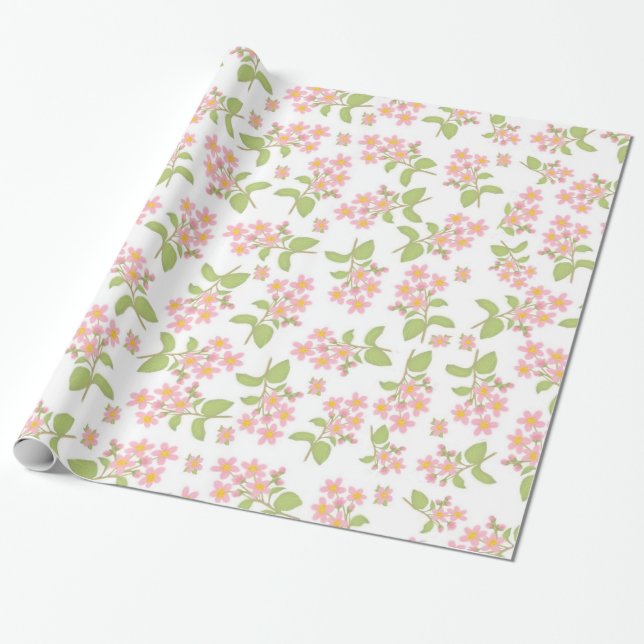 Papier Cadeau Enveloppe de cadeau rose de fleurs de cerisier de (Déroulé)