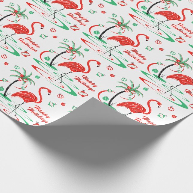 Papier Cadeau Enveloppe de cadeau rouge de Flamant rose de Noël (Coin)