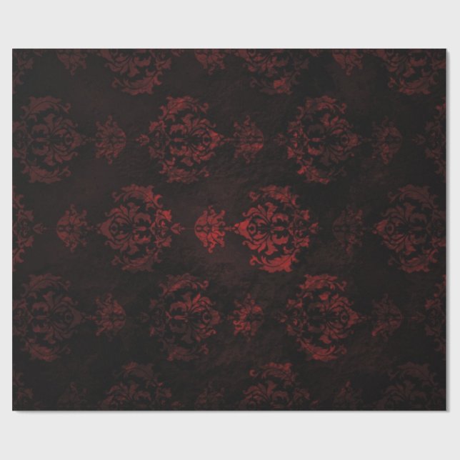 Papier Cadeau Enveloppe de cadeau rouge et noire de damassé (Plat)