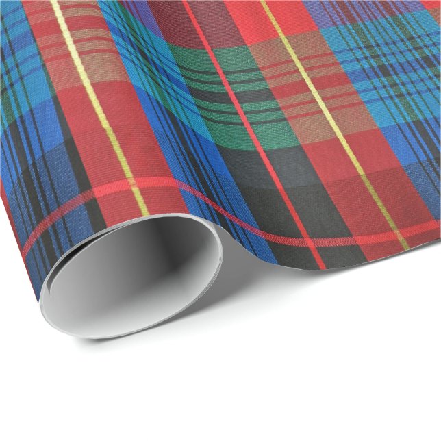 Papier Cadeau Enveloppe de cadeau rouge, verte, bleue de plaid (Coin rond)