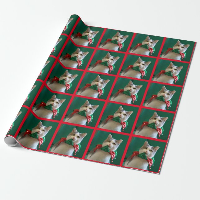 Papier Cadeau Enveloppe de Noël de chat de tintement (Déroulé)
