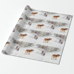 Papier Cadeau Enveloppe de Noël de chien de St Bernard