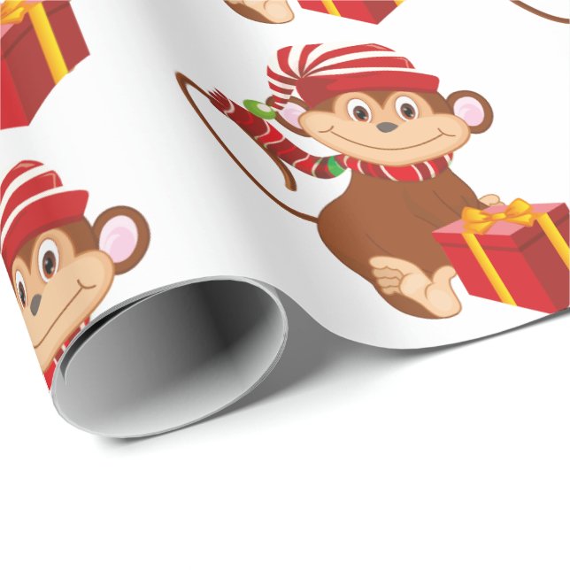 Papier Cadeau Enveloppe de partie carrelée par singe de vacances (Coin rond)