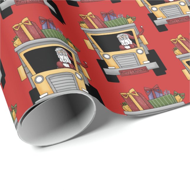 Papier Cadeau Enveloppe de partie de Père Noël de camion à benne (Coin rond)