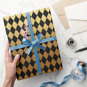 Papier Cadeau Enveloppe noire élégante de partie de motif de