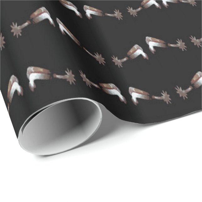 Papier Cadeau Enveloppe Occidentale en argent sur noir (Coin rond)