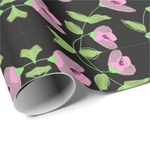 Papier Cadeau Enveloppement Cadeau Super Doux En Noir Et Rose