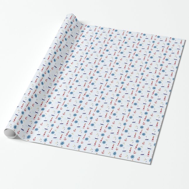 Papier Cadeau Enveloppement De Design Nautique Cute De Voile (Déroulé)