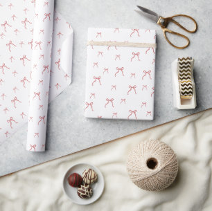 Papier Cadeau Enveloppement de Noël de noeud rouge