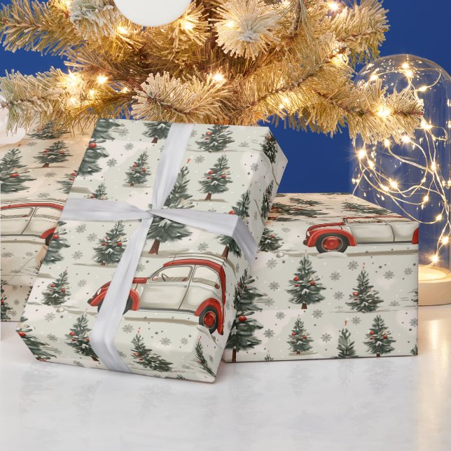 Papier Cadeau Enveloppement de Noël des arbres neigeux (Vacances)