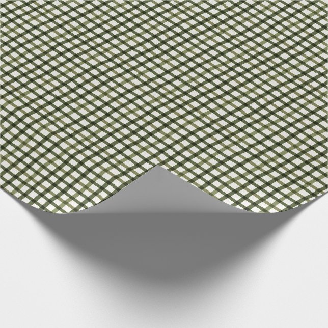 Papier Cadeau Enveloppement de Noël moderne En vichy vert (Coin)