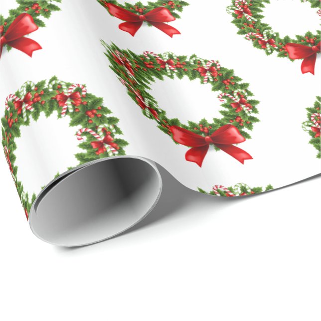 Papier Cadeau Enveloppement de Noël papier-Sucre de canne couron (Coin rond)