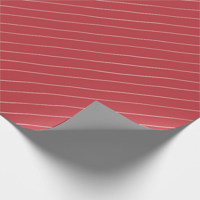 Papier Cadeau Enveloppement de Noël rayé moderne en Berry rouge (Coin)