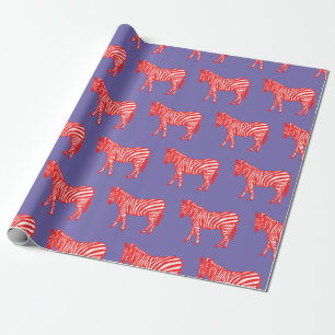 Papier Cadeau Enveloppement de zèbre rouge et violet