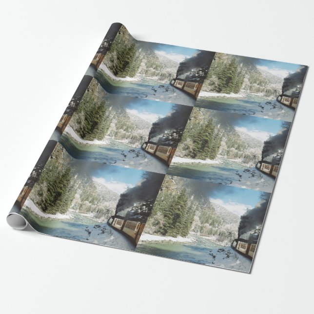 Papier Cadeau Enveloppement du train d'hiver (Déroulé)