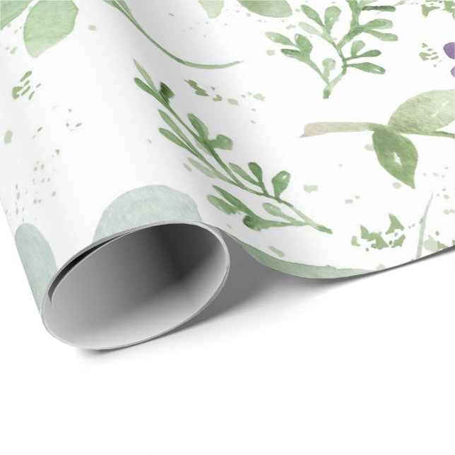 Papier Cadeau Enveloppement Feminine Papier vert et lavande (Coin rond)