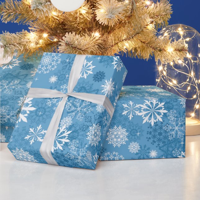 Papier Cadeau Enveloppement motif de flocon blanc de Noël (Vacances)