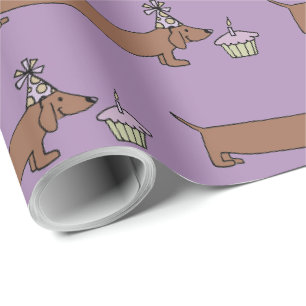Papier Cadeau Envelopper Dachshund Avec Cupcake